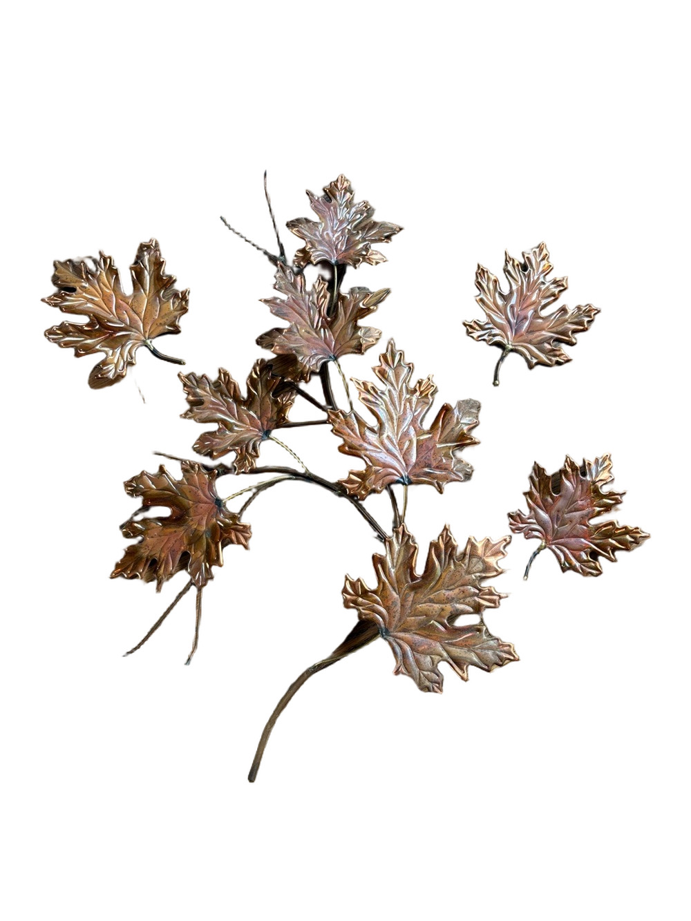 Vintage mid century modern copper leaves wall hanging